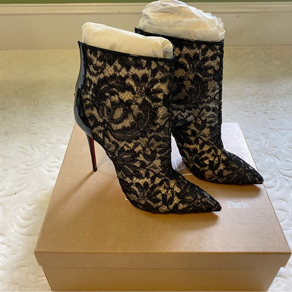 Christian Louboutin Patent Lace Dentelle Psybootie 100 - Picture 3 of 8